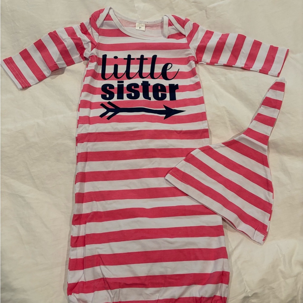 Little Sister Pink Striped Baby Pajamas